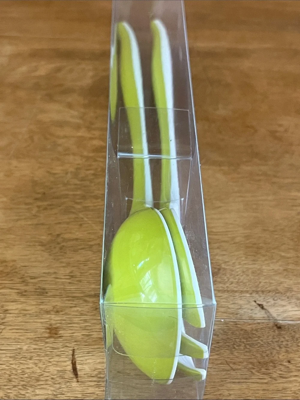 Vintage, Tag Salad Servers Set, Retro White & Avocado Green- New Old Stock